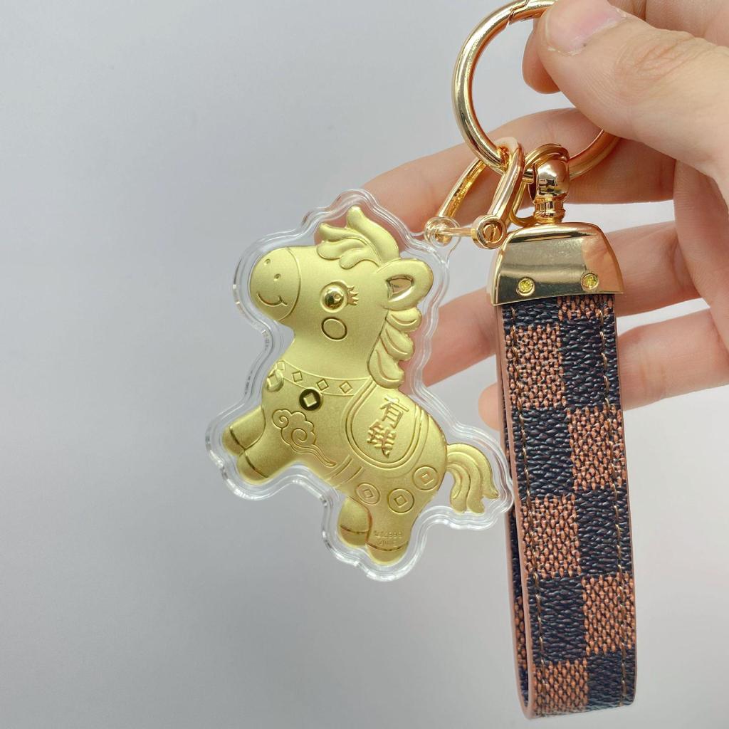 2026 Year of the Horse Wealth Charm Cute Gold Phone and Bag Lanyard with Cartoon Sticker Gift