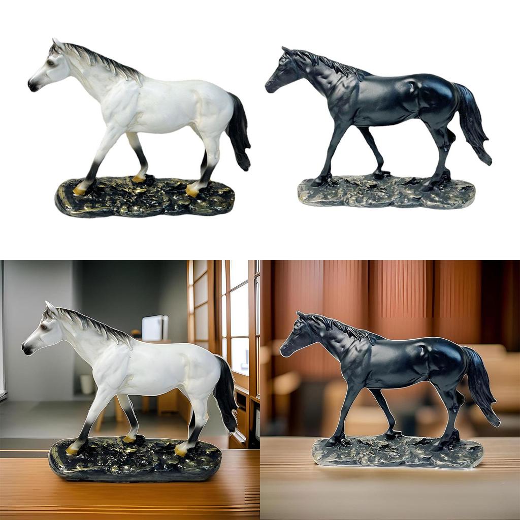 Horse Statue Desk Ornaments Sculpture Decor for Year Party Holiday white