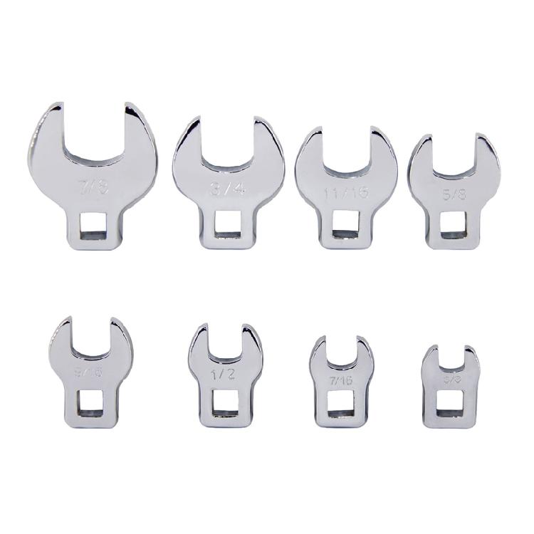 3/8” Drive Crowfoot Wrench Set 8 Pcs Carbon Steel Metric Repair Tool 10-22mm