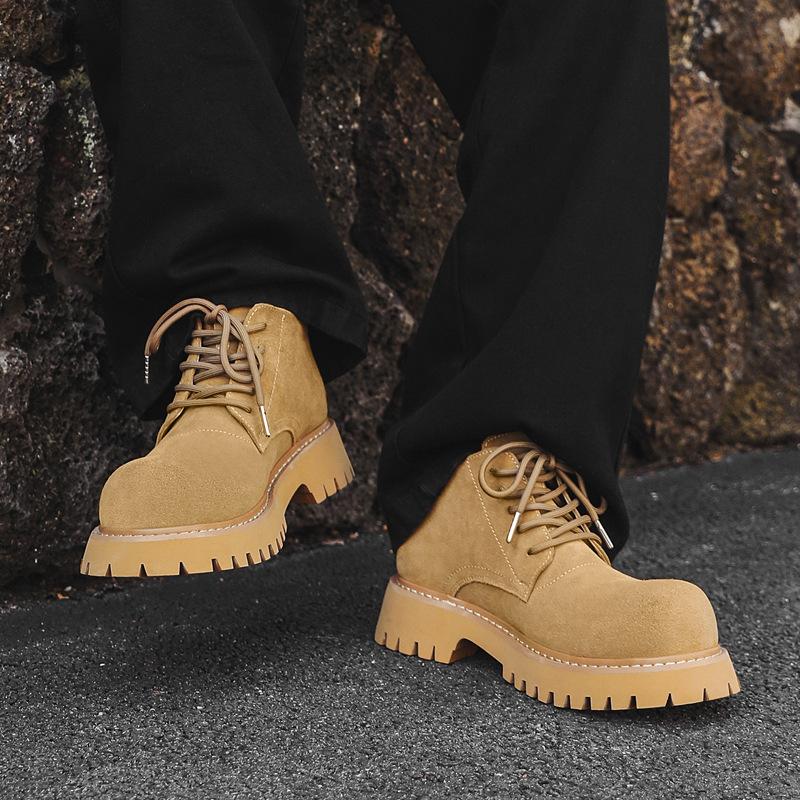 Martin boots men's 2024 new medium-top thick-soled heightening derby shoes British retro tooling rhubarb boots 4727-J