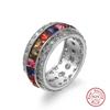 Classic Fashion   Sterling Silver Filled 5A Colorful CZ Zirconia Party Band Wedding Lady Band Ring Gift