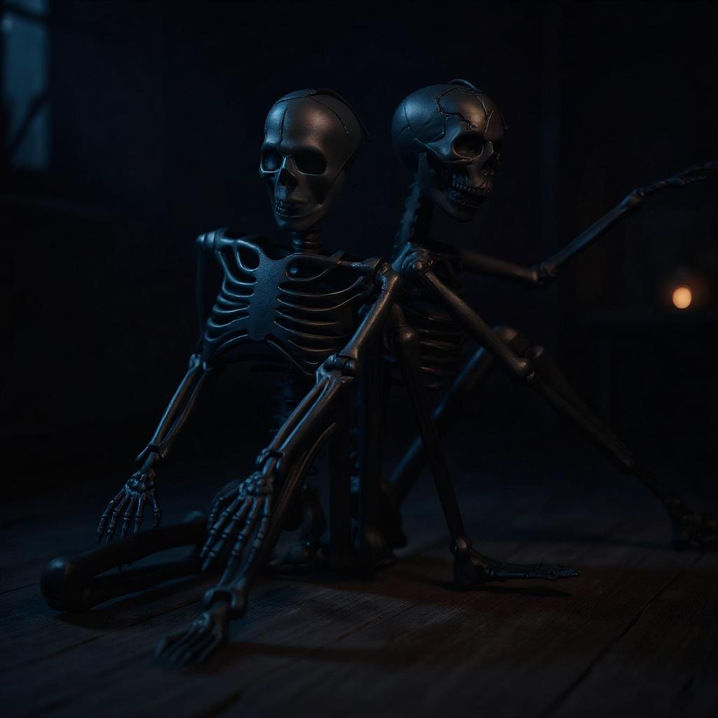 Removable Joint Plastic Skeleton 35.4-inch Posing Halloween Black Skeleton Model Gothic Graveyard Haunted House Props