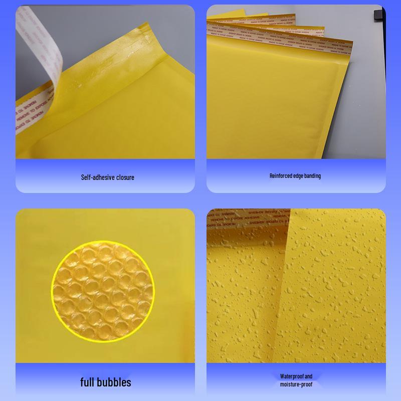 Yellow Kraft Bubble Mailer - Durable Shockproof Envelope for Clothing, Stationery, and Books