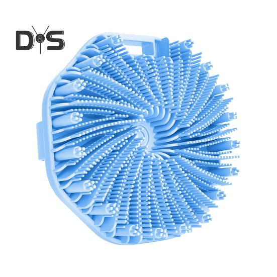 

Силиконовая щетка для ванны, отшелушивающая щетка для чувствительной кожи, с массажными колоннами и нескользящей ручкой, щетка для тела синий