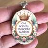 A Christian faith reminder pendant necklace. Hebrews 11:6 God rewards those who seek him. Time gem suitable for men and women to wear as a gift.