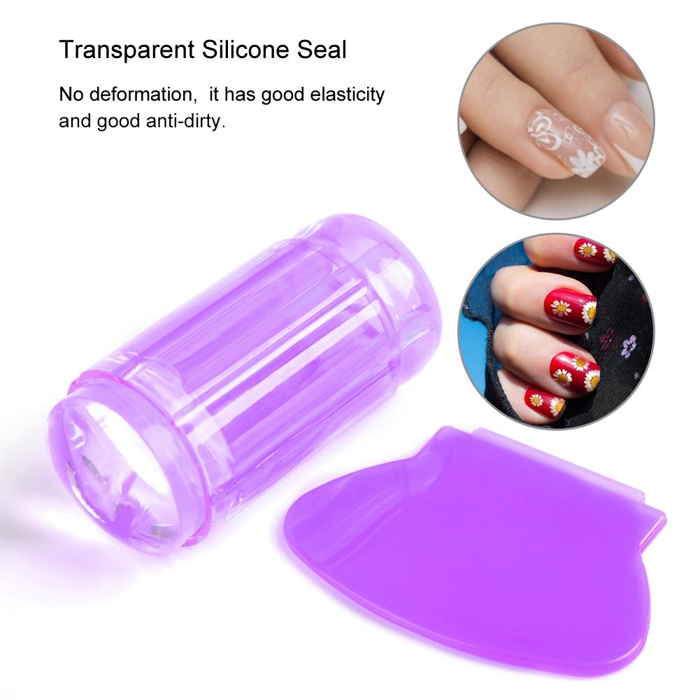Transparent Silicone Nail Polish Head Stamper Scraper Nail Art Tool (Transparent White)