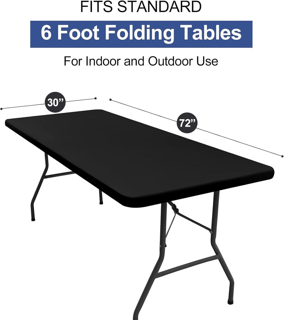 Stretch Fabric Rectangle Cloth Table Top Cap Fitted Covers for Feet Washable Polyester Elastic Home Banquet Picnic Wedding Exhibition Show 30 x 72''