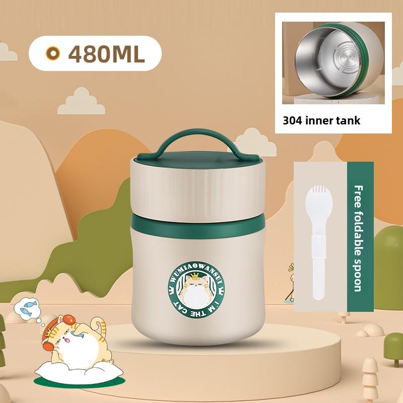 1pc 304 Stainless Steel Breakfast Cup Insulated Soup Cup Office Worker and Student Soup Cup Porridge Cup Oat Cup Modern Simple