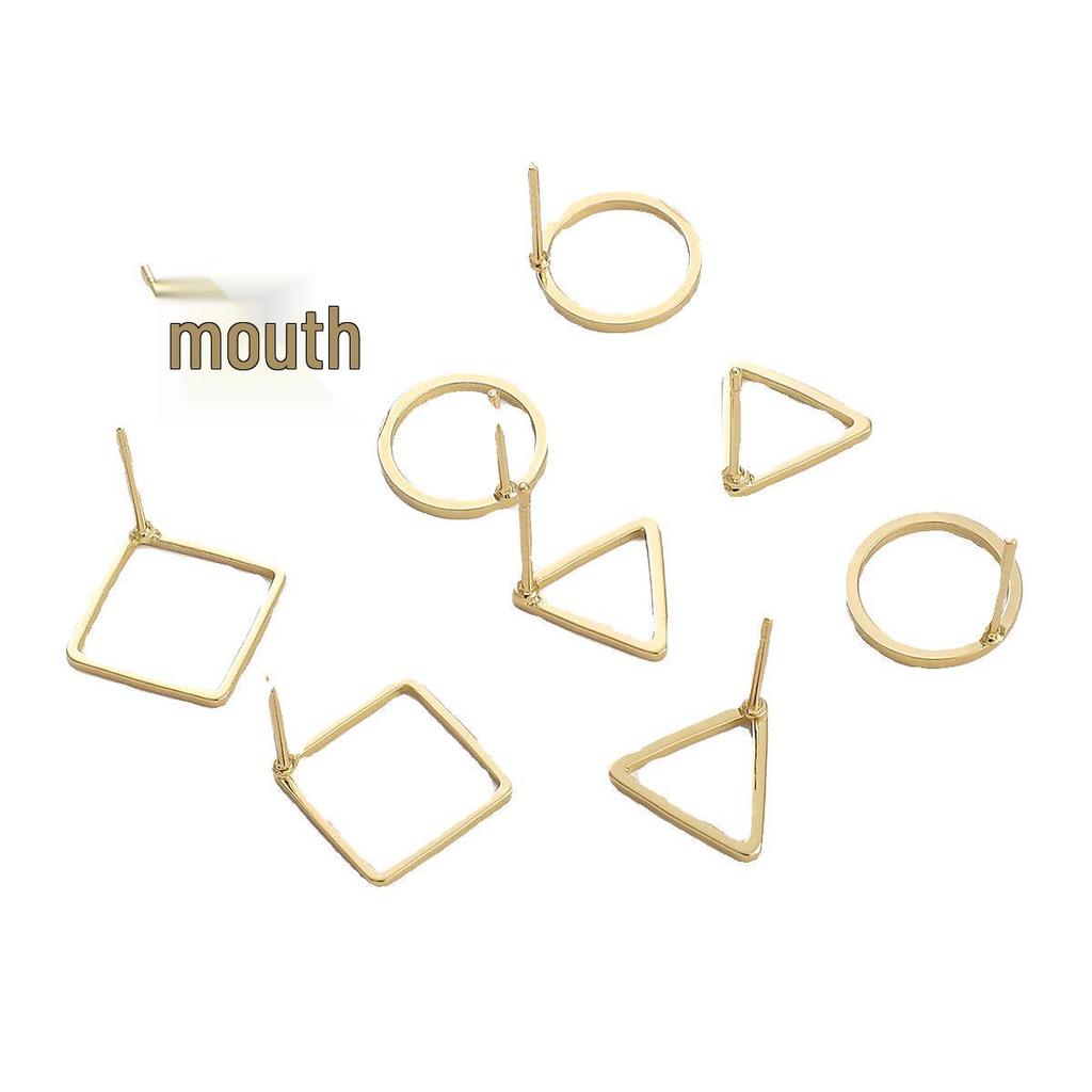Color-Preserving 12mm 14K Gold-Filled Square Wire Geometric Stud Earrings - Circle & Triangle Design