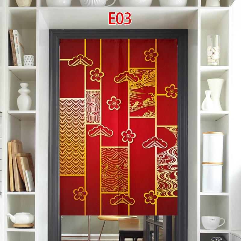 Cortina de Porta Estilo Japonês Algodão Linho Flor de Cerejeira Cortina Entrada da Cozinha Restaurante Decoração Noren Divisória Meia-cortina