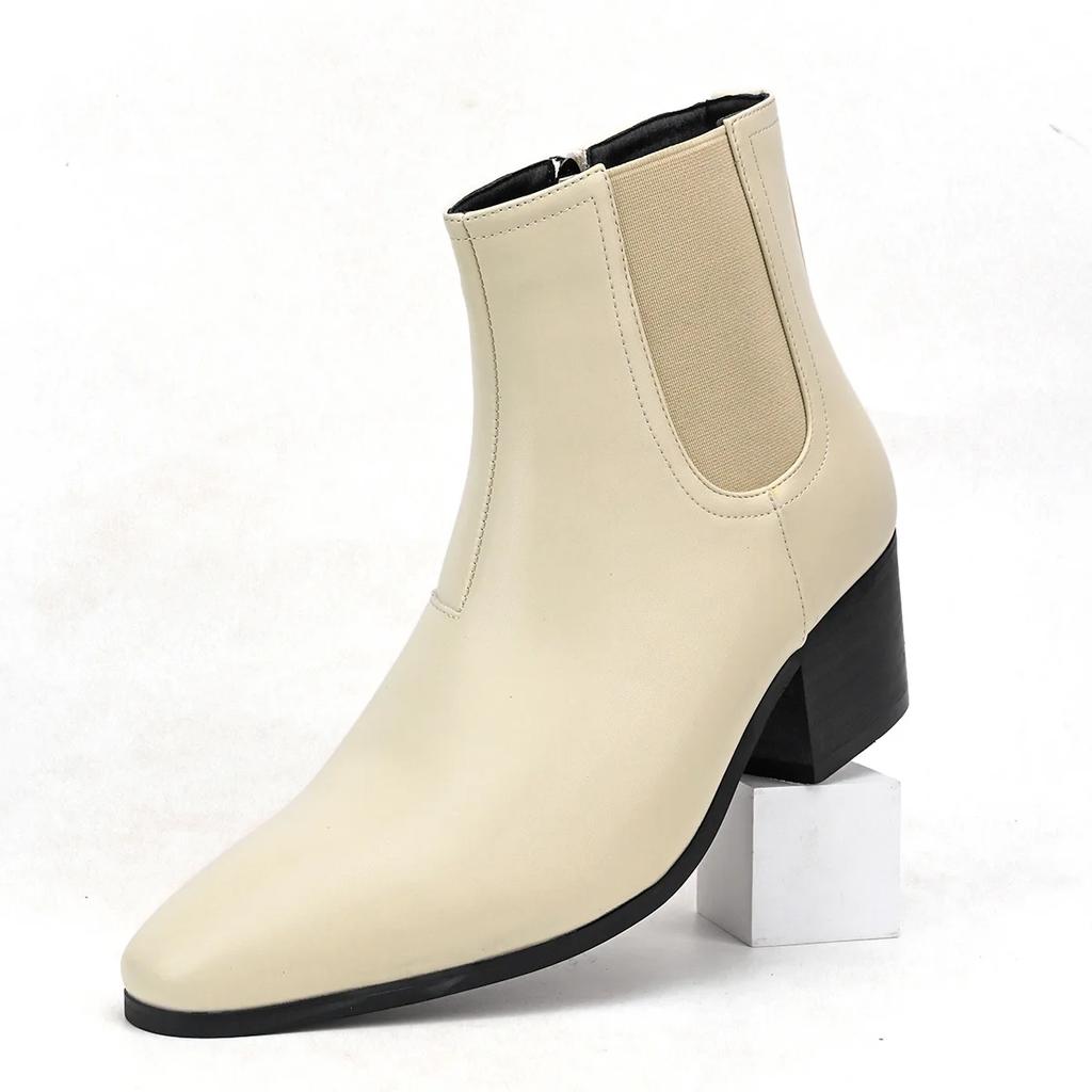 Fashion British style leather shoes Chelsea boots men's height increasing boots high-heeled men's shoes fashion short boots tide shoes