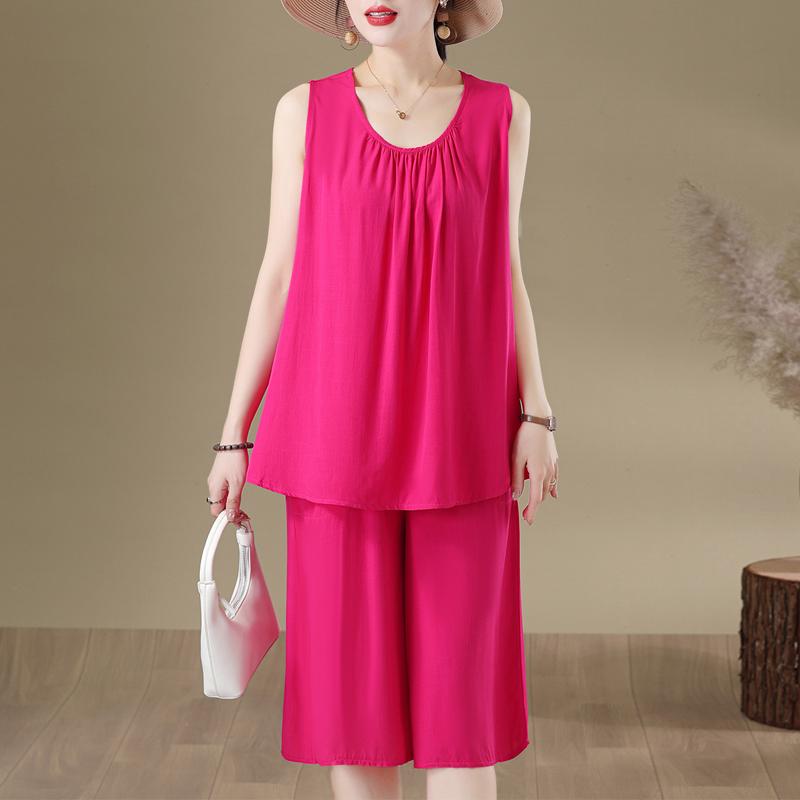 Women's Plus Size Sleeveless 2-Piece Set, Casual Tank Top & Capri Pants (XL-7XL)