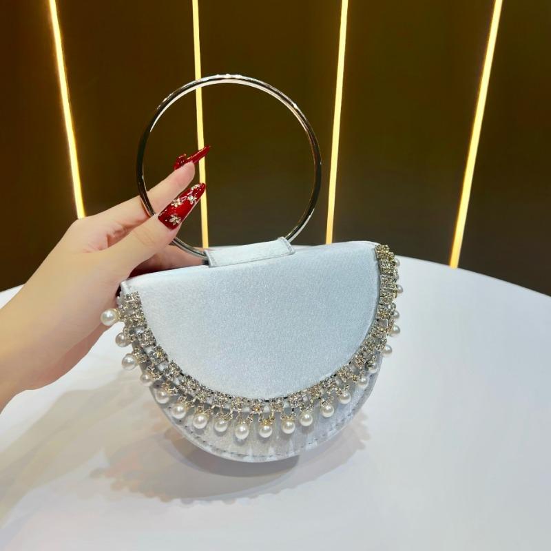 Circular Clutch, Dinner Handbag, Handbag, Women's Small Bag, Rhinestone Bag