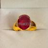 Ruby Oval Cut With 925 Sterling Silver Gold Plated Ring For Men's #B511 JL375684075067