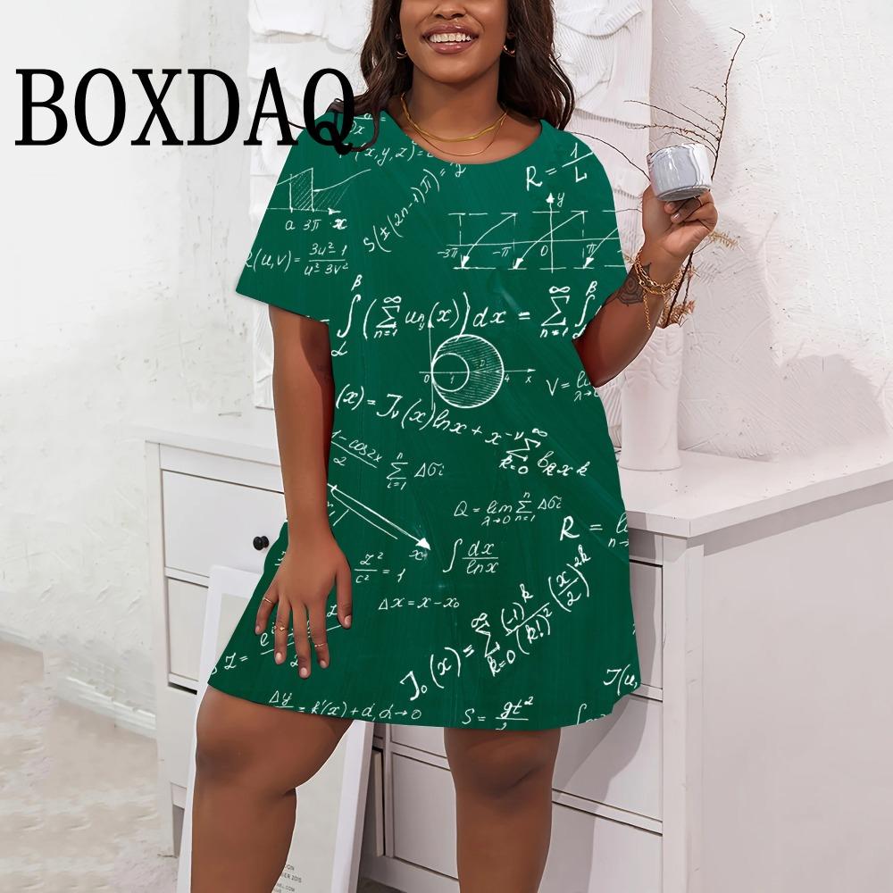 2025 New Fashion Personality Digital Pattern 3D Printed Round Neck Short-sleeved Dress