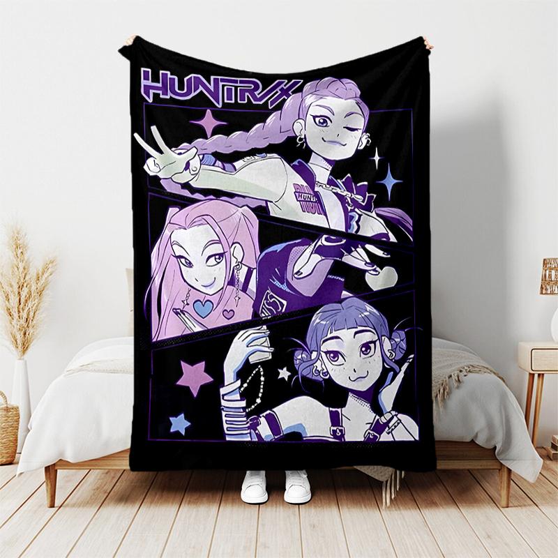1pc Blanket Kpop Hunter12 Print Design, Lightweight Blanket for Sofa, Bed- Soft &Warm, Gift for All Seasons like Christmas, Halloween