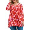 Women's Plus Size Top, Garden Collar Long Sleeved Shirt, Fashionable Floral Print Casual Top