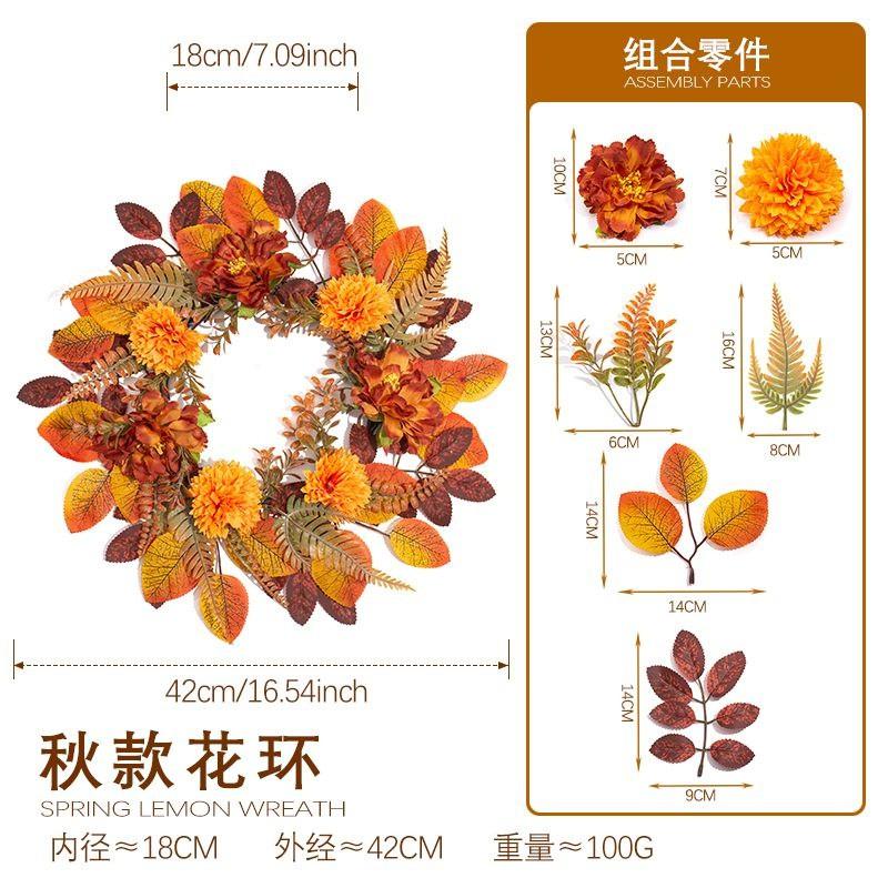 Maple Leaf Wreath Door Decor Fall Harvest Festival Thanksgiving Home Decoration Artificial Floral Garland