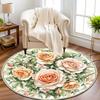 Rose floral pattern Flannel-printed round floor mats are slip-resistant Suitable for living room bedroom terrace garden carpets