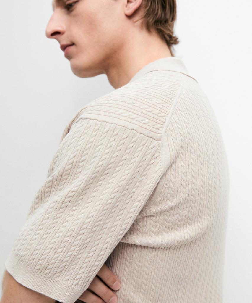 Masimodutti 100% Cotton Cable Knit Polo Sweater