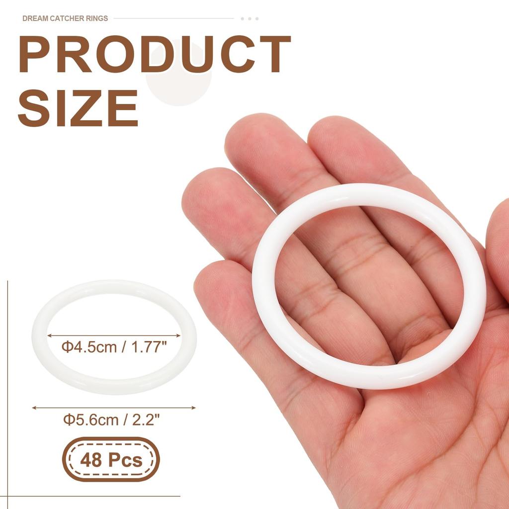 PATIKIL 48pcs Dream Catcher Inch Floral Macrame Plastic DIY Round Plastic Hoops for Crochet Wall Wedding White Rings, 2.2 O-Rings, Crafts, Hangings,