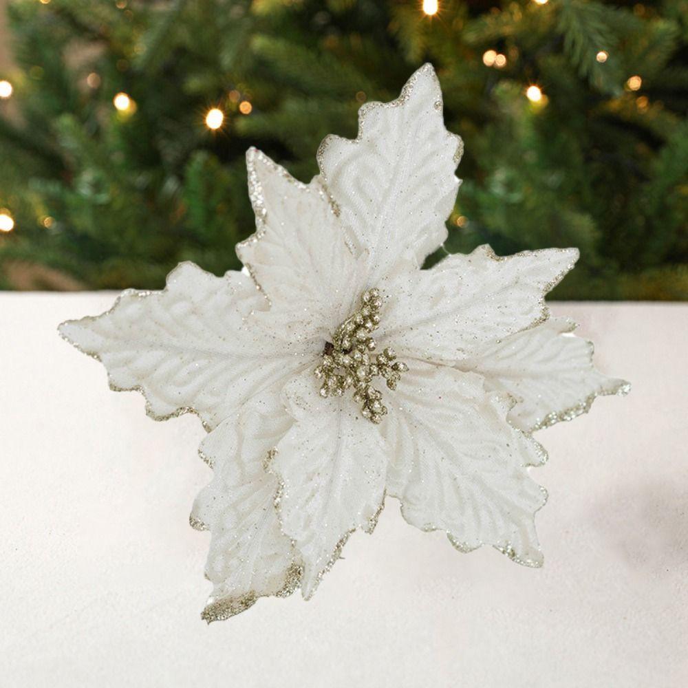 Fake Simulated Christmas Flower DIY Xmas Tree Ornaments Artificial Christmas Flowers  Christmas