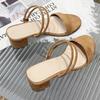 Fashion Summer Female Sandals Open-toed Wild Sandals Thick with Suede Med Heels Two Wear Sandals with Female Sandalias