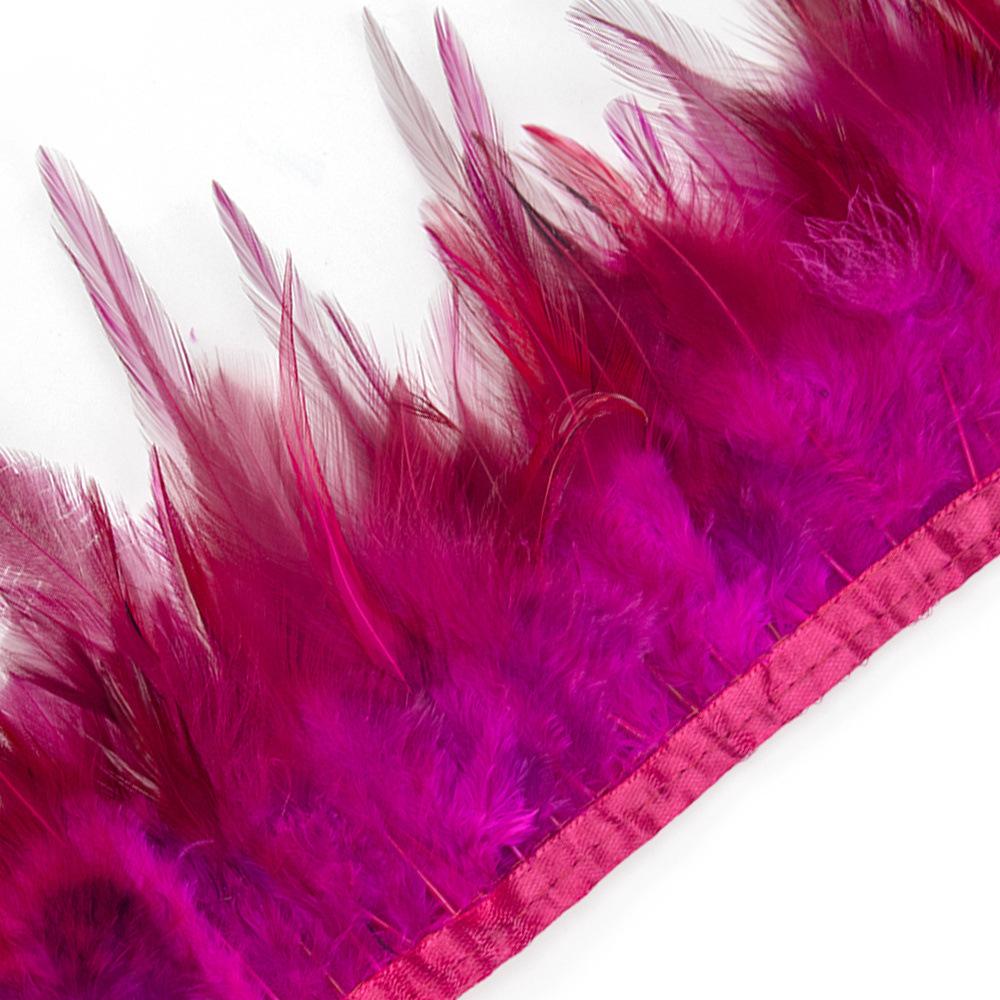 1 Meter Colorful Chicken Feather Tassel Decorated On Tape Chicken Feather With Sewing Fly Dress Lace Decoration