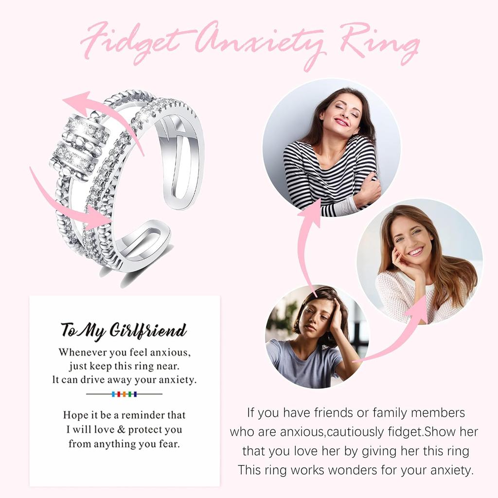 choice of all To My Daughter/Wife/Sister/Mom Fidget Ring Daughter Gifts from Mom Mother Daughter Ring Anxiety Breathe Spinner Ring for Women