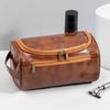 Large Capacity Travel Wash Bag PU Leather Hanging Toiletry Bag Cosmetic Makeup Bag  Outdoor