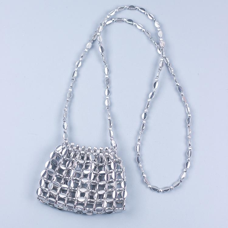 Retro Hand-Woven Sequin Beaded Shoulder Bag - Versatile Acrylic Phone Bag