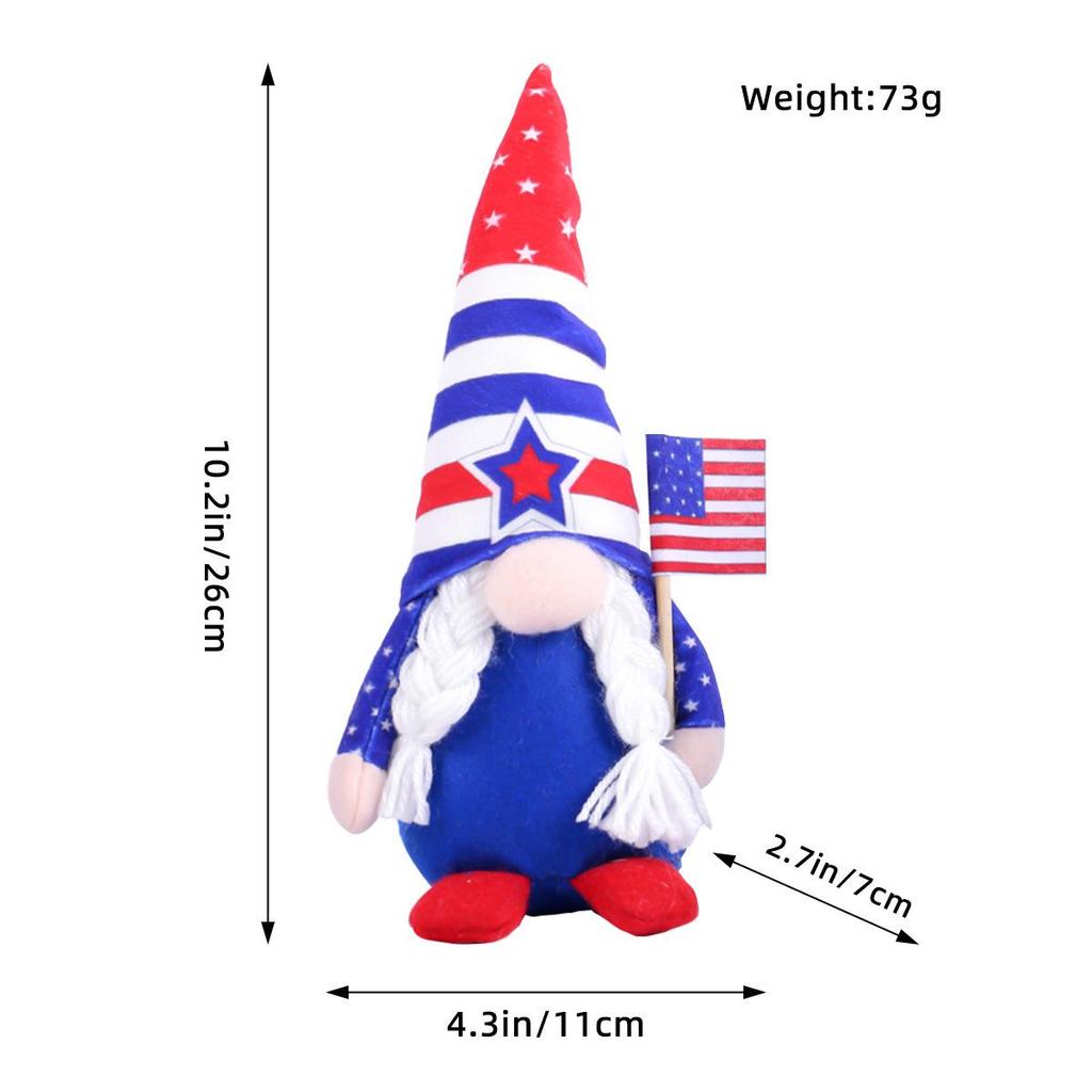 Patriotic Flag Dwarf Doll: Striped Faceless Ornament for Independence Day