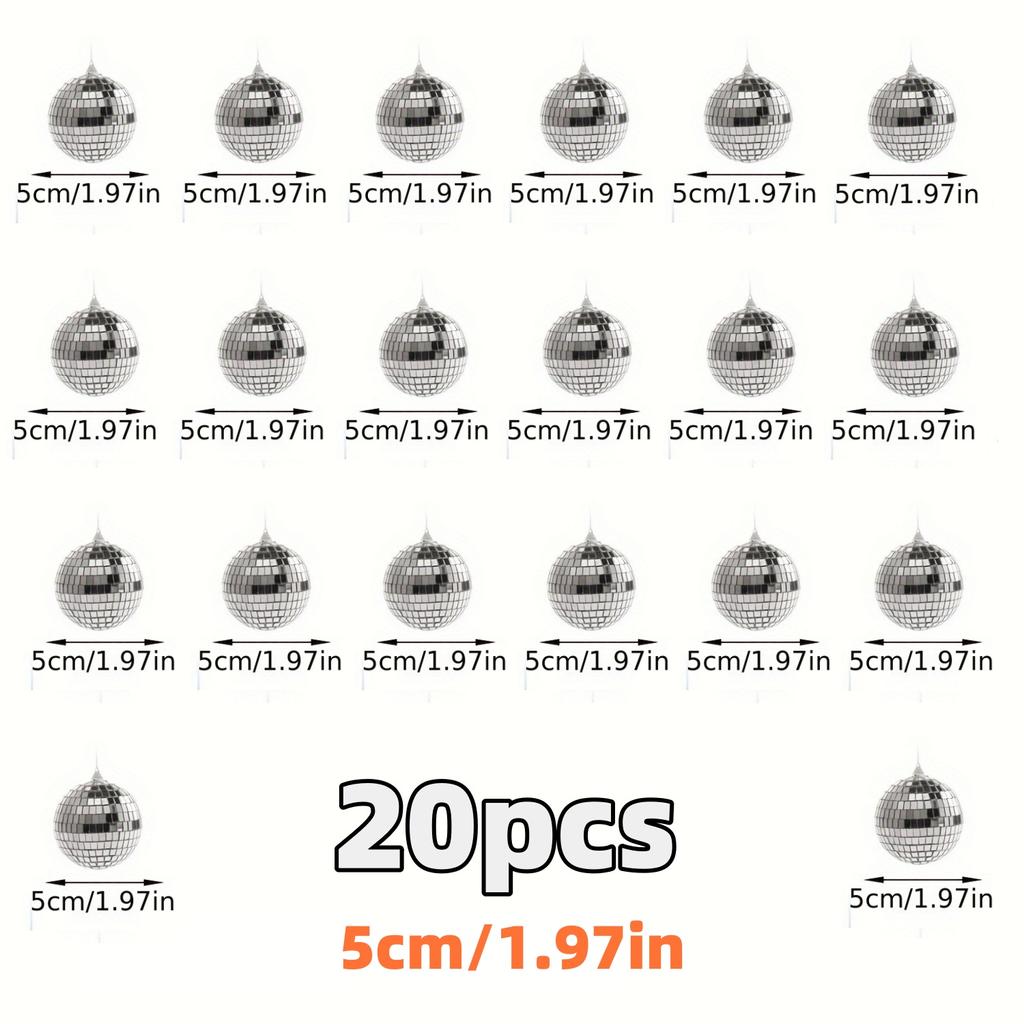 30pcs Mini Disco Ball Ornaments Reflective Glass Silver Baubles for Mardi Gras Disco Party Decor Sparkling Christmas Tree Gift