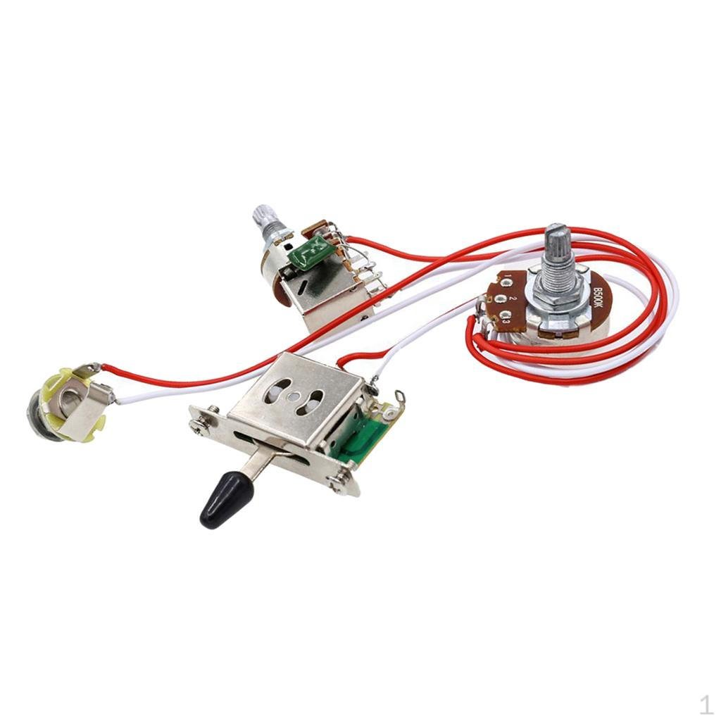 Electric Guitar Wiring Harness Prewired Kit for Parts Toggle Switch 500K Pots 1T1V