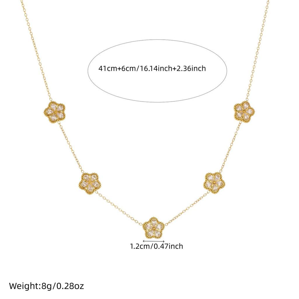 Gold-Plated Rhinestone Glass Flower Jewelry Set with Color Accents