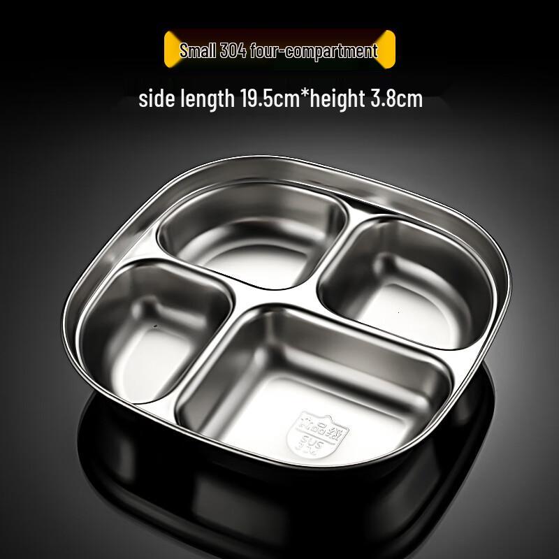 

304 Food-Grade Stainless Steel Divided Lunch Tray