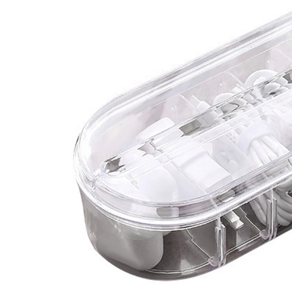 Cable Storage Organizer PP Clear with Multiple Compartments Lid Cord Organizer Box for Desktop