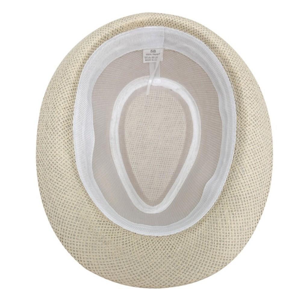 Solid Color Jazz Hat Woven Stripe Panama Cap New Sunshade Hat  Men Women
