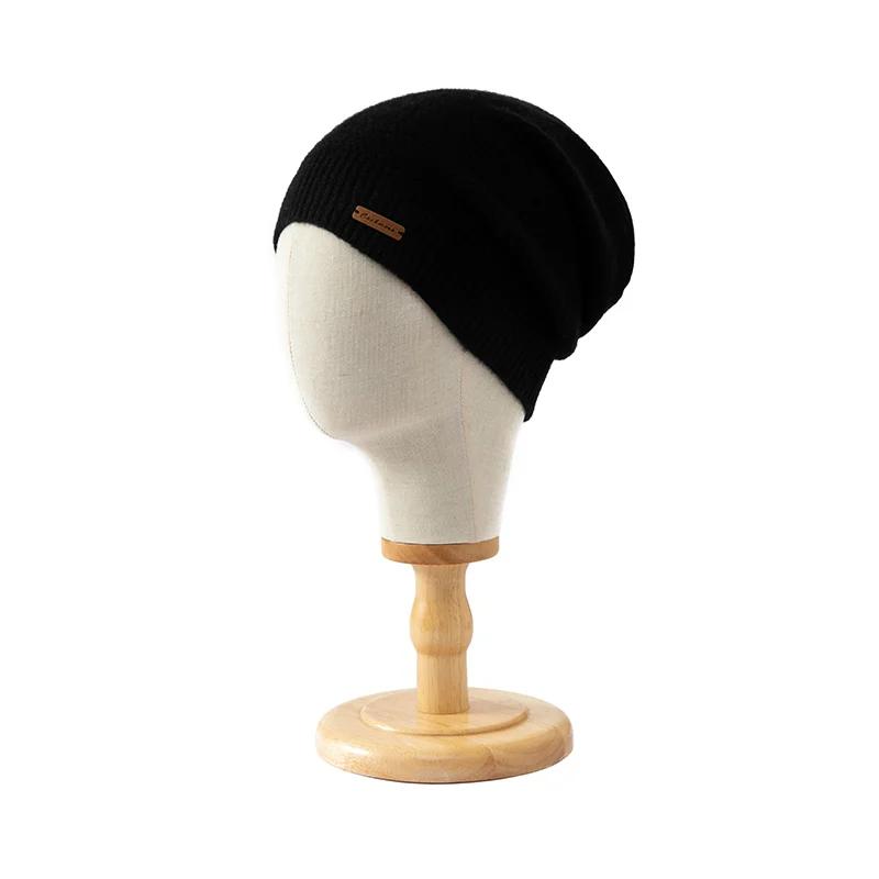 Women's 100% Pure Cashmere Knit Beanie Hat Textured Pattern Warm Soft Cozy Winter Casual Cap Cold Weather Headwear Accessory