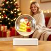Magnetic Floating Christmas Sleigh Levitating Santa Claus Tree Ornament with LED Light, Lighted Rotating Levitation Festive Glass Ball for Tabletop