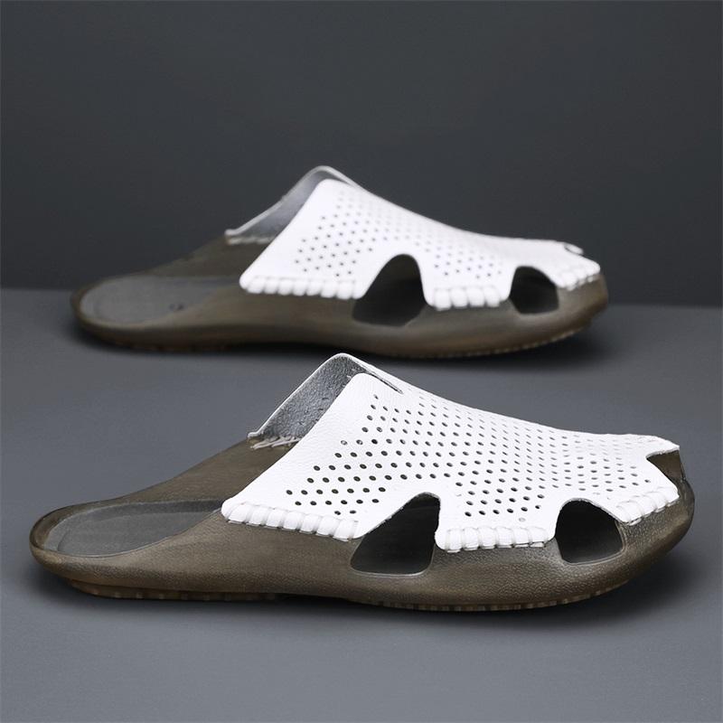 Men Black Slippers Gladiator Sandals Outdoor Summer White Beach Shoes Wide Head Plus Size