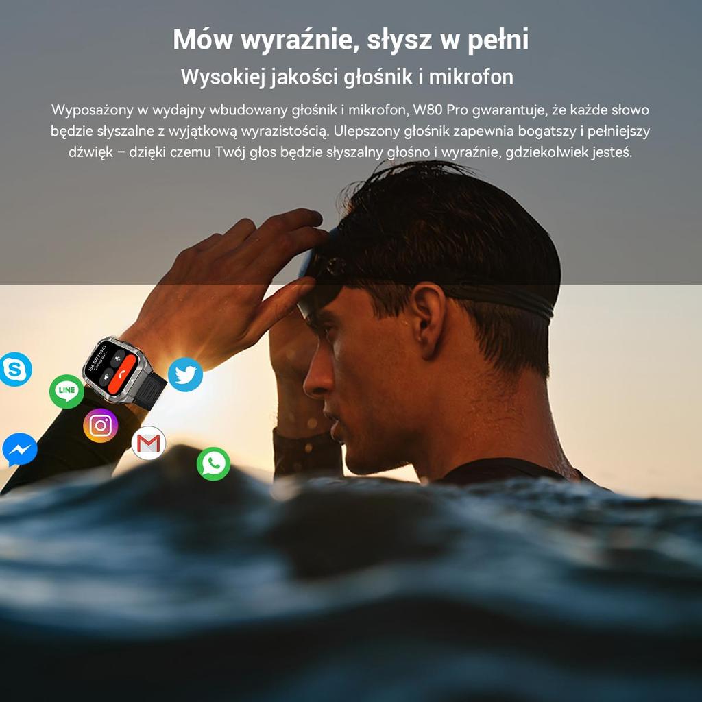 Blackview W80 Pro Outdoor Smart Watch, 1.91" Screen, 950mAh Battery, GPS, 100+ Sports Modes