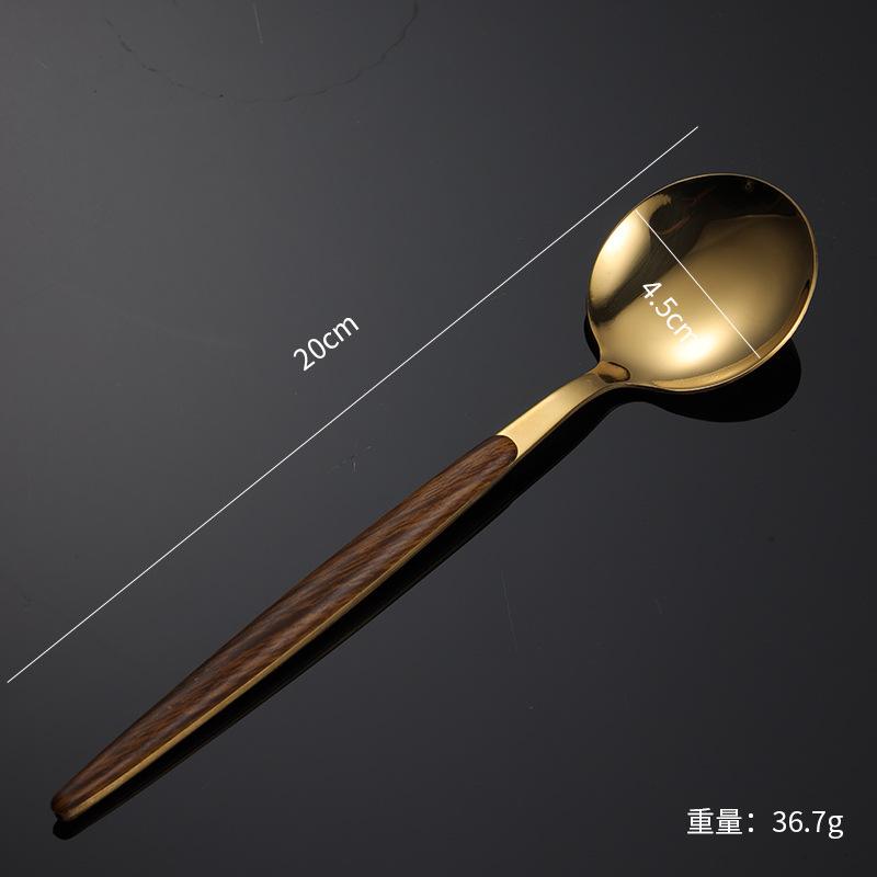 430 stainless steel handle Portuguese tableware knife fork spoon set Steak knife Japanese wood grain housewarming gift