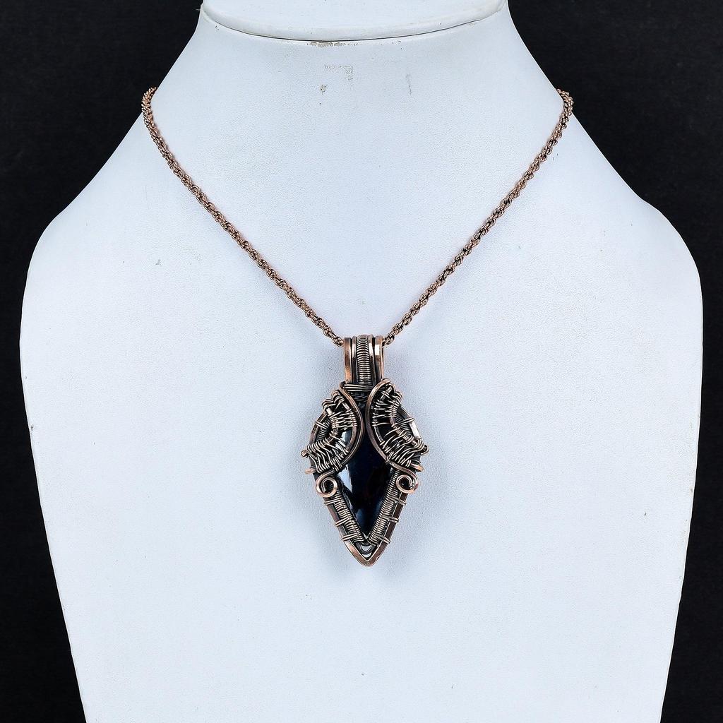 Shungite Pendant, 999 Copper Wire Wrapped Gemstone Jewelry, Handmade Pendant, For Thanksgiving
