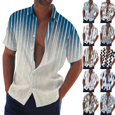 Herren Sommer Neue Lose Print Kurzarm Hemd Strickjacke Strand Hemd