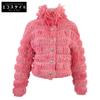 Good Condition, Genuine Japanese 20K P65583 CC Logos Button Wool X Alpaca Knit Blouson Jacket 34 pinkUsed