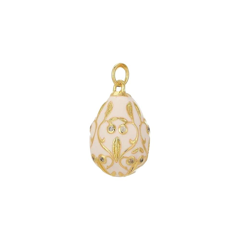 Copper Easter Egg Crystal Pendant Bohemia Necklace Pendant Colorful Enamel Pendant  Party