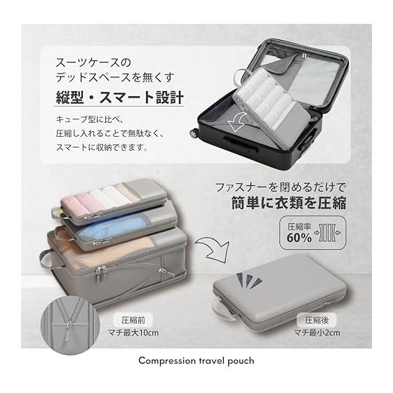 Travel Pouch Travel Packing Pouch [Vertical and Slim Storage] Compression Pouch Packing Organizer Storage Case Mesh Clothes Sorting Lightweight