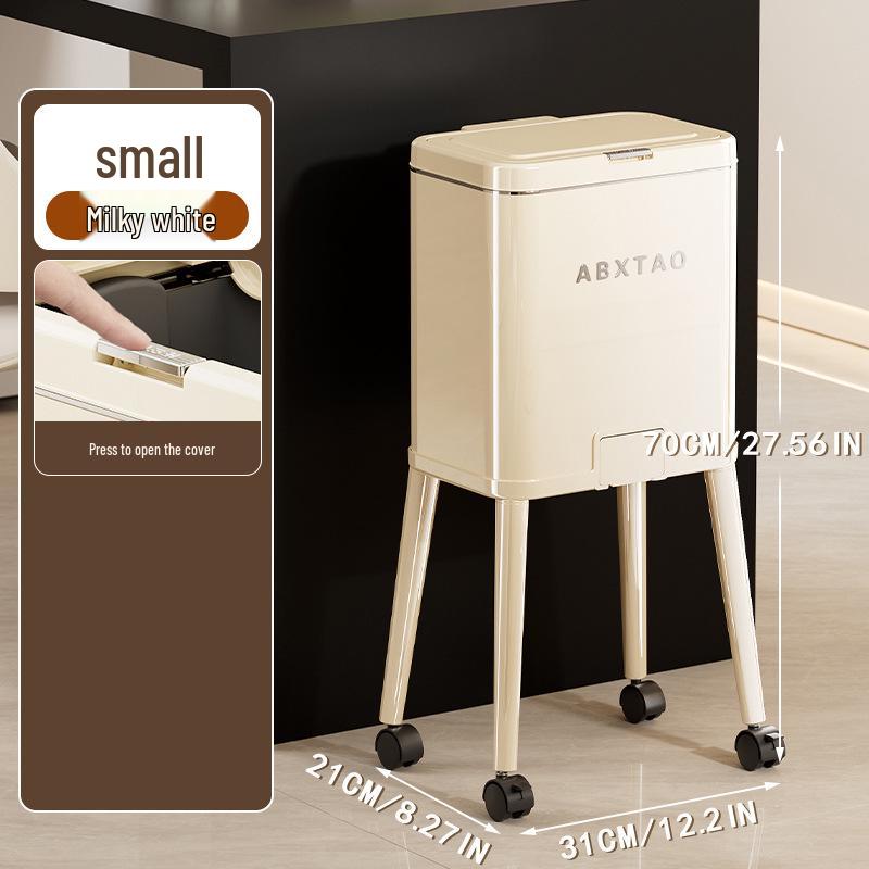 High-Legged Kitchen Trash Can with Wheels - Large Capacity, Narrow Gap, with Lid