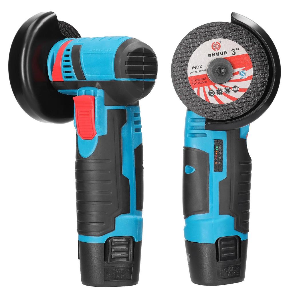 12V Brushless Mini Angle Grinder with 4 Saw Blades - Rechargeable Lithium Electric Polisher & Cutting Tool